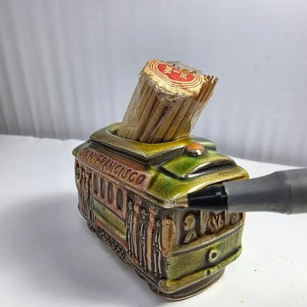 Vintage San Francisco Cable Car Shakers & Toothpick Holder Japan Set